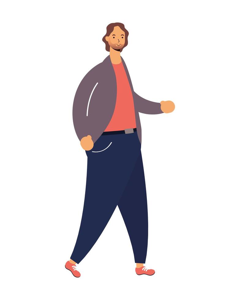 young man walking avatar character vector