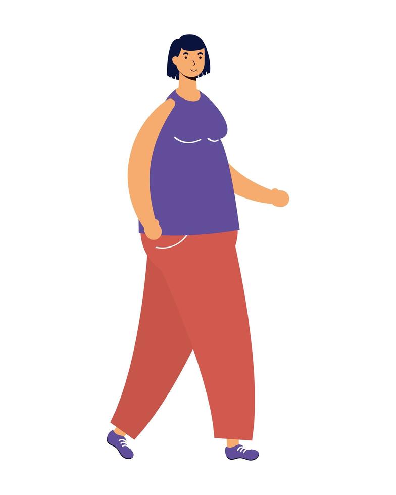 young woman female walking character vector