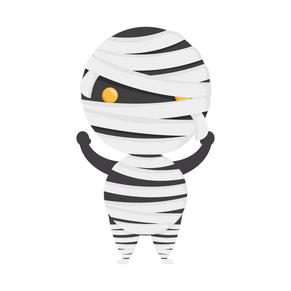 happy halloween cute mummy character vector