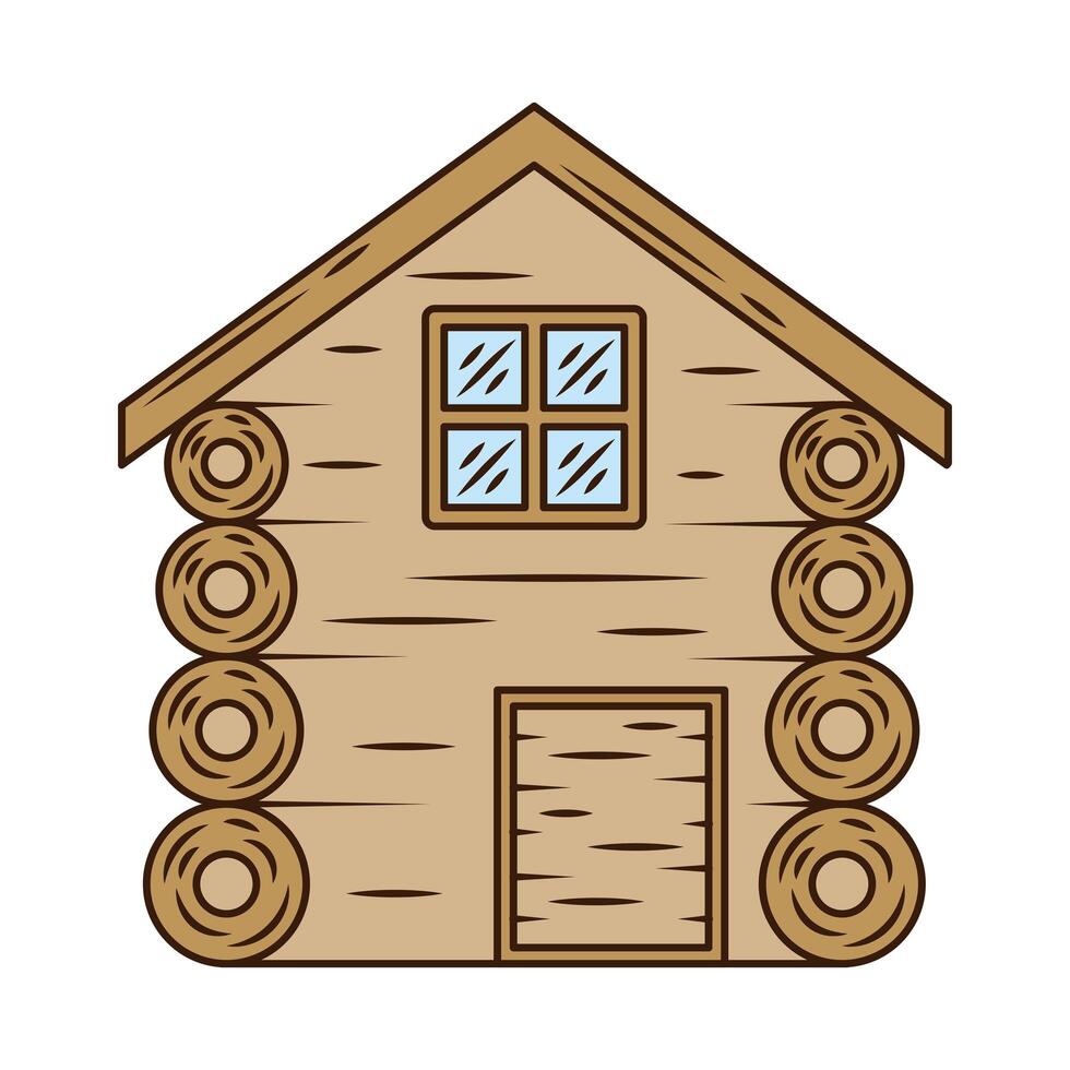 cabaña de madera que acampa icono de estilo aislado vector