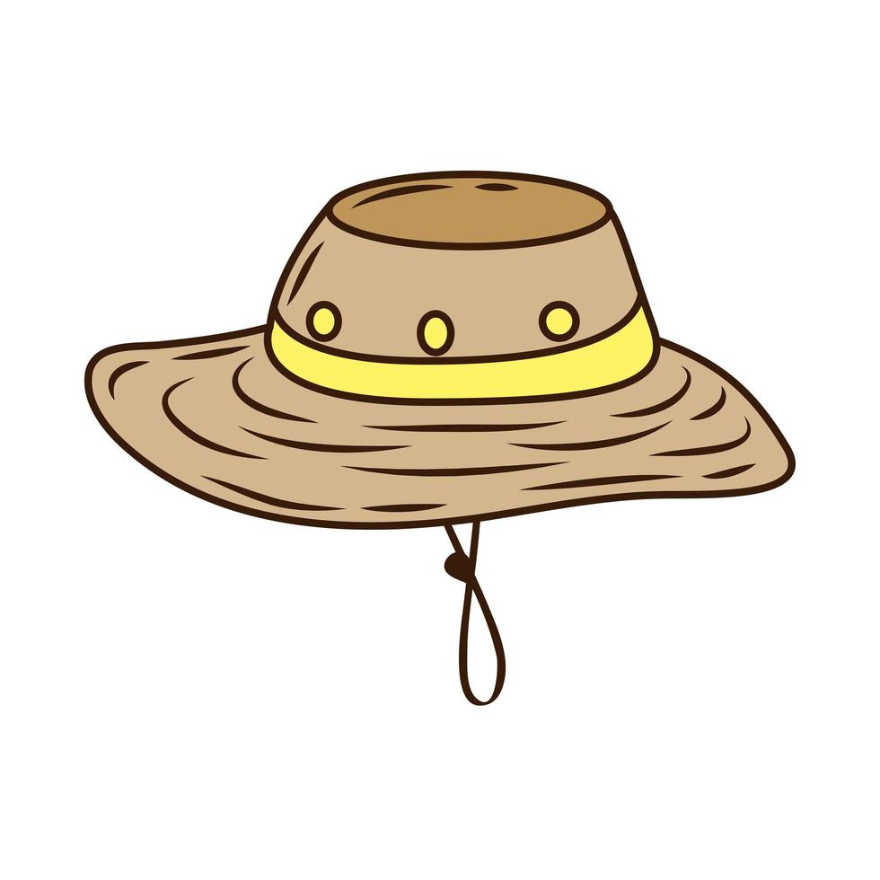 línea de accesorios de sombrero de camping safary e ícono de estilo de relleno vector