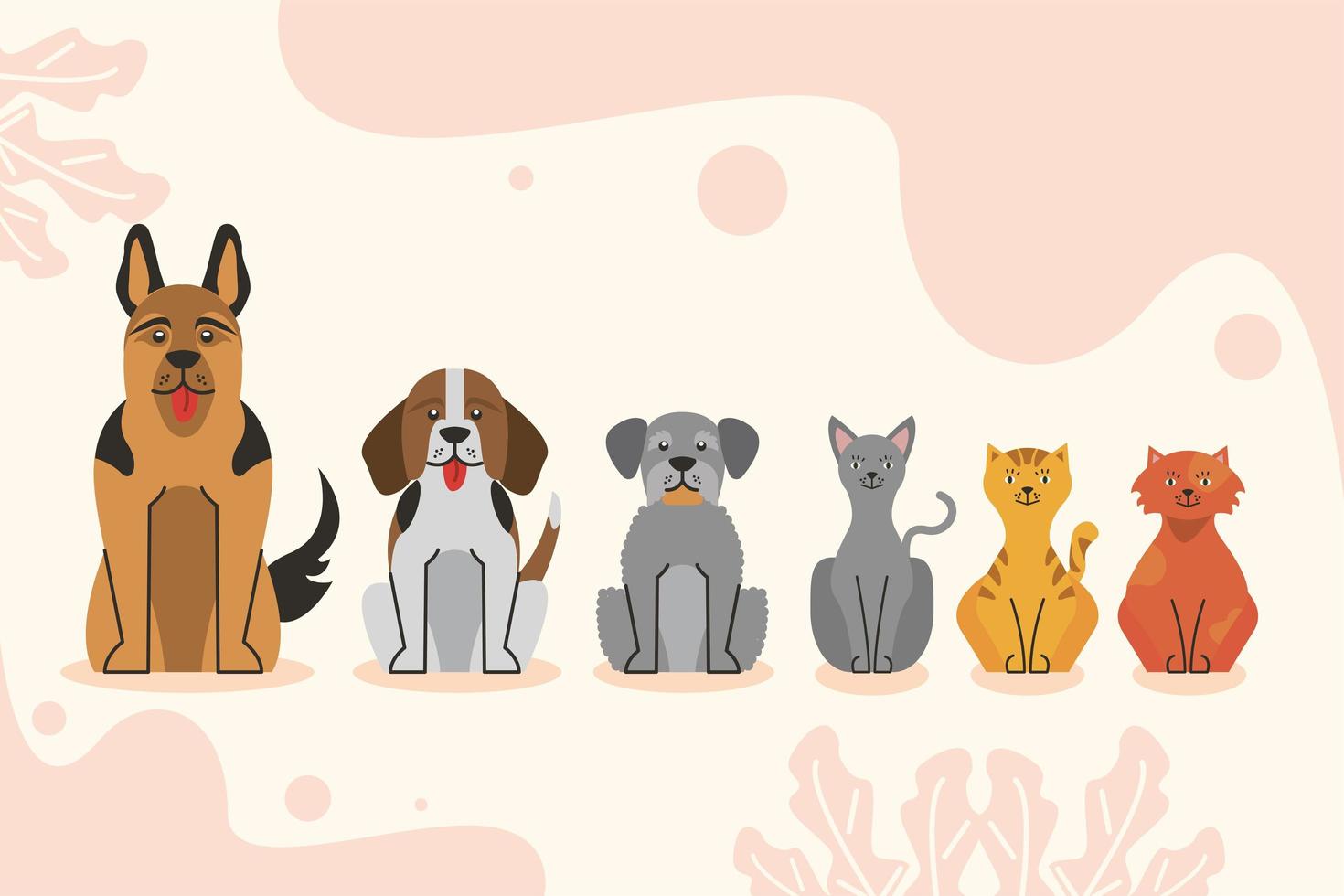seis personajes de mascotas vector