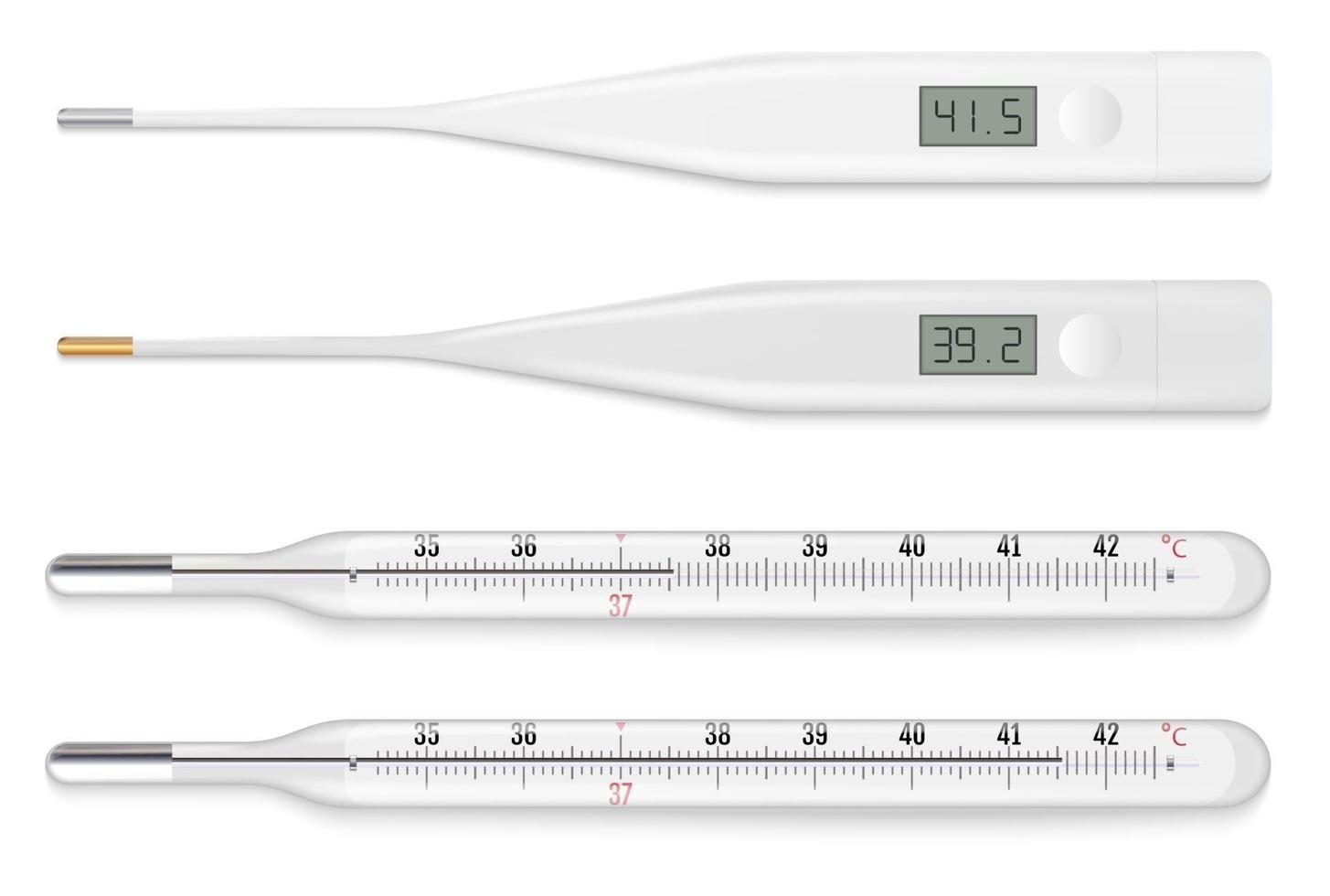 Reliable mercury and modern electronic medical thermometers. vector