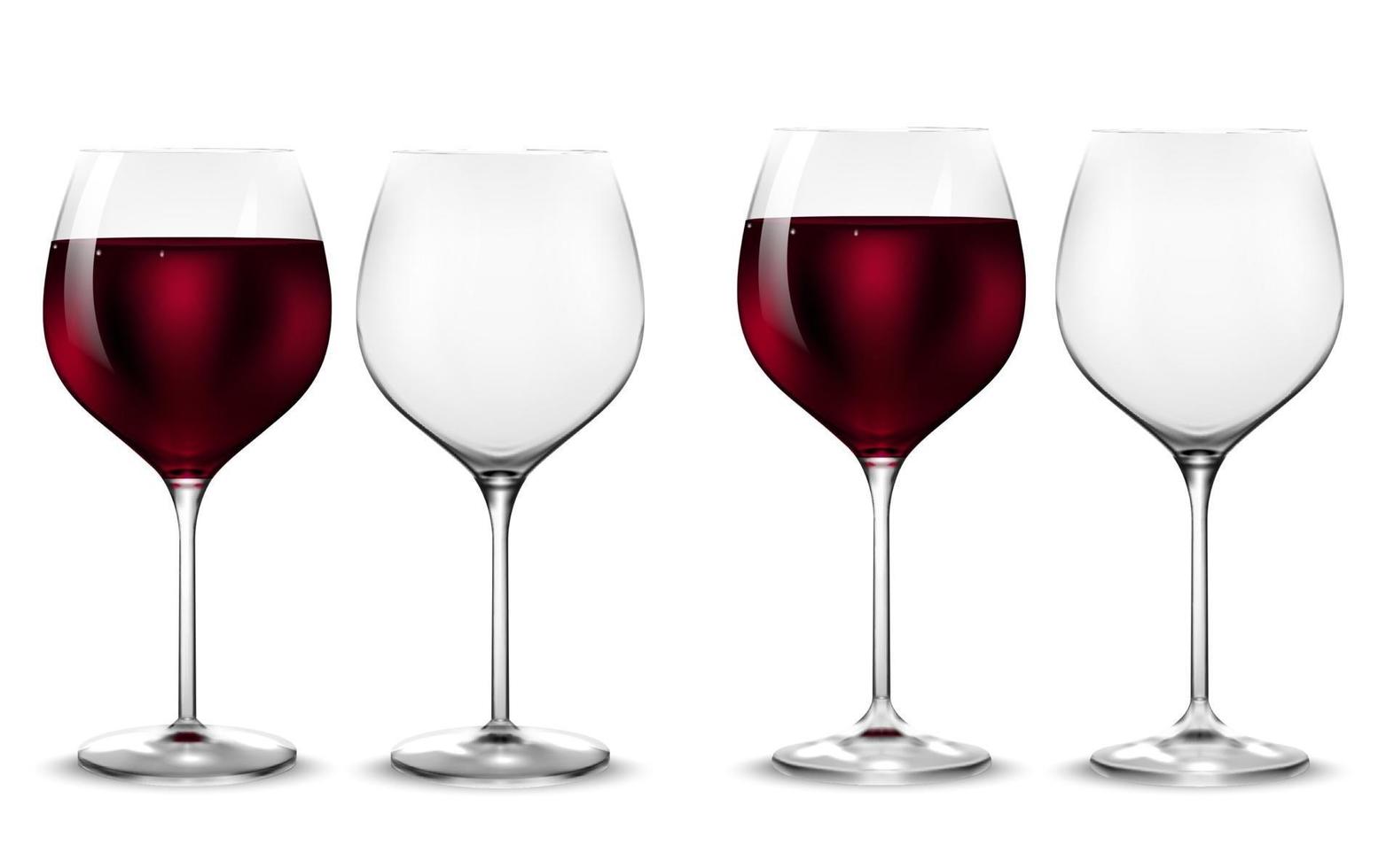 Empty and full transparency wine glass. Vector. vector