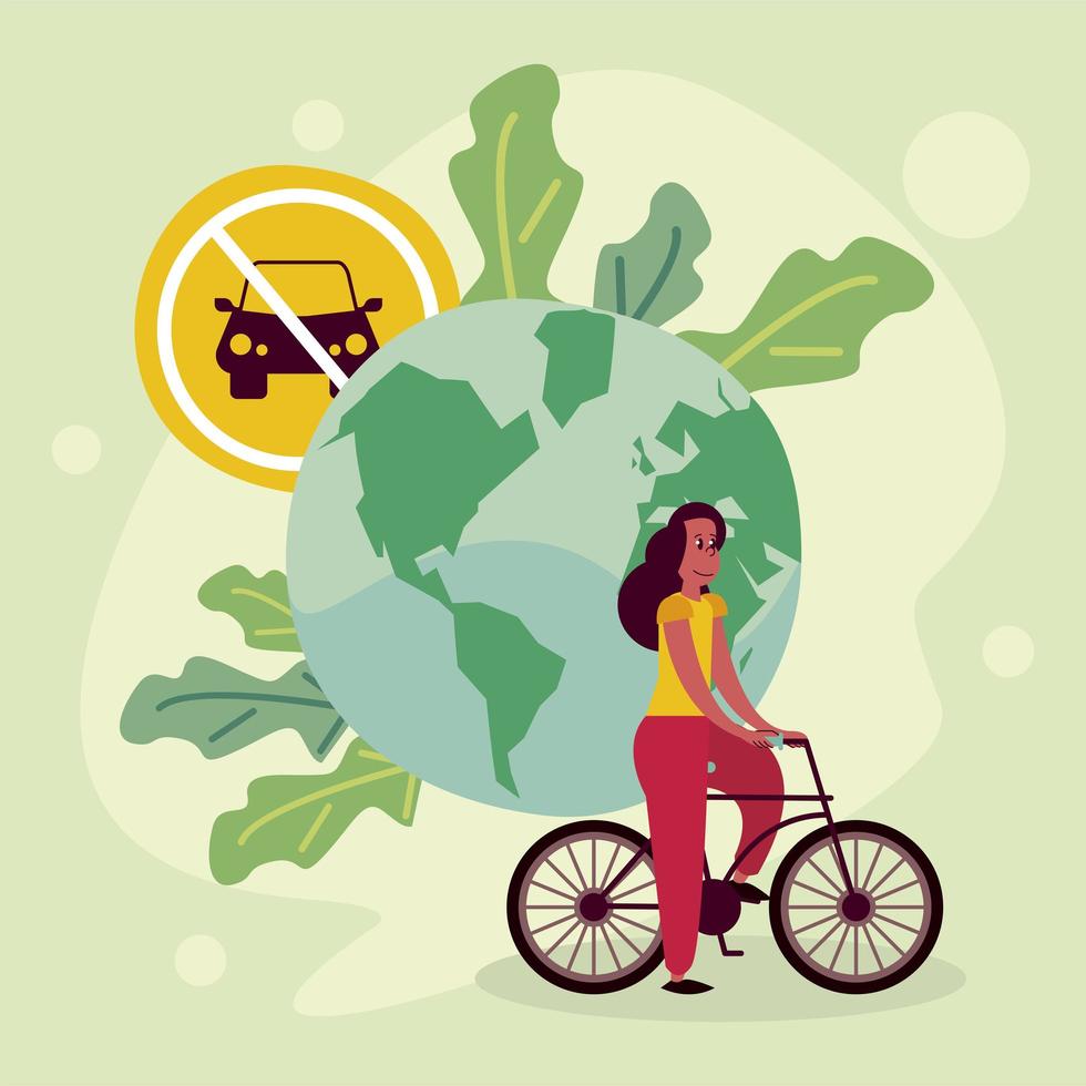 woman in bicycle vector