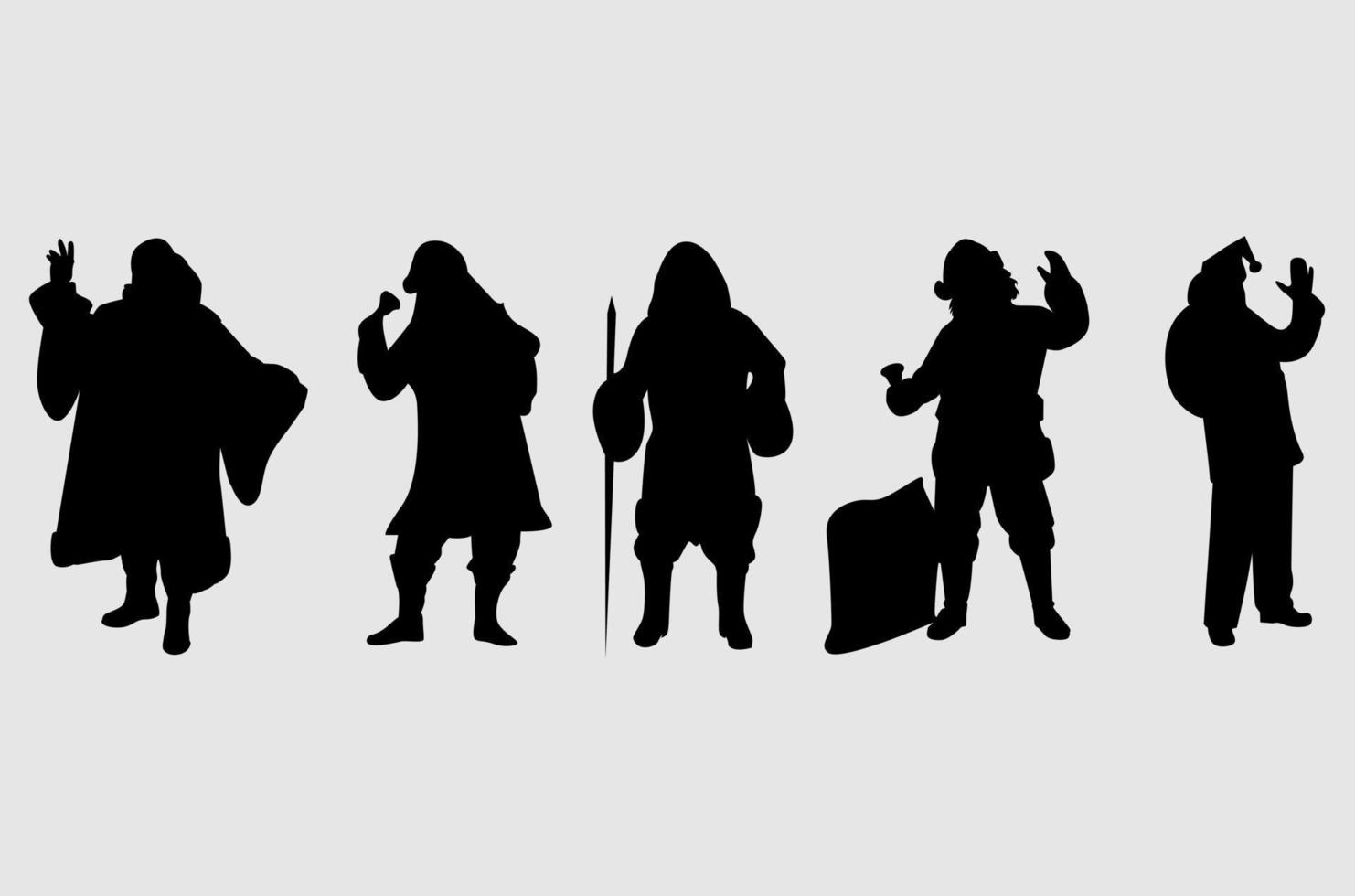 a set of vector illustration of santa silhouettes for christmas