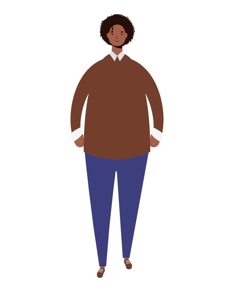 icono de personaje de hombre étnico afro vector