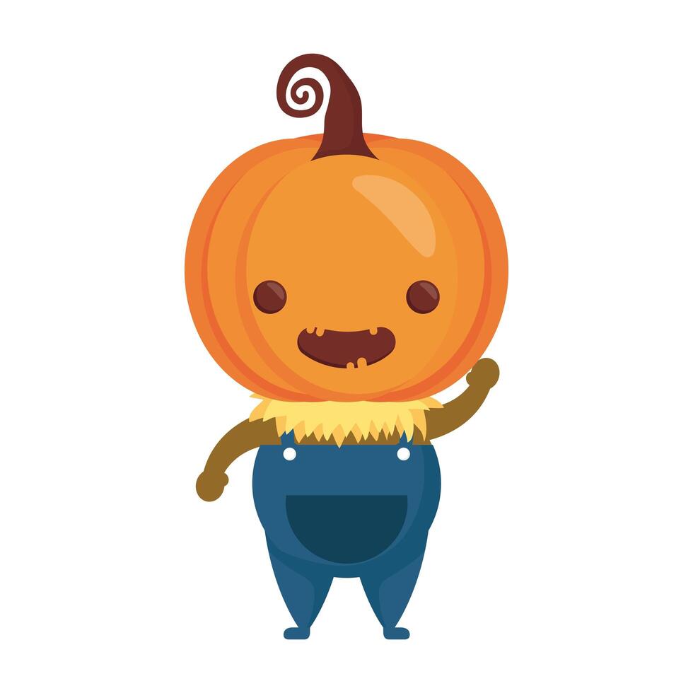 happy halloween cute pumpkin character vector