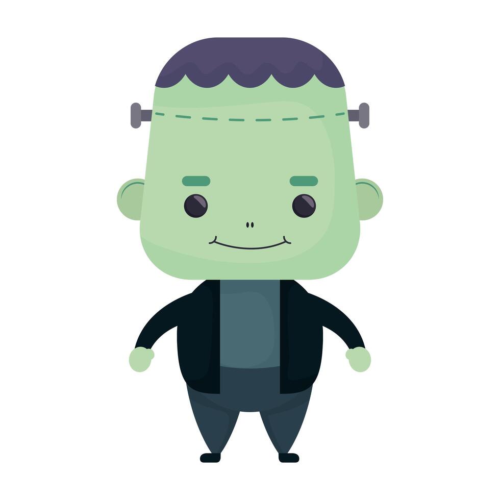 happy halloween cute frankenstein character vector