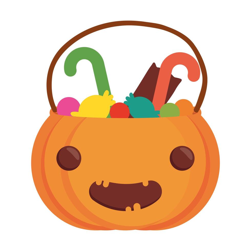 calabaza de halloween con icono de caramelos vector