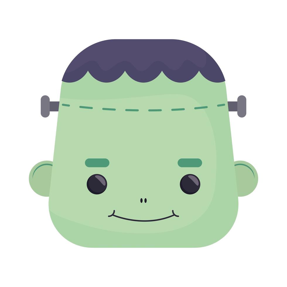 happy halloween cute frankenstein head character vector