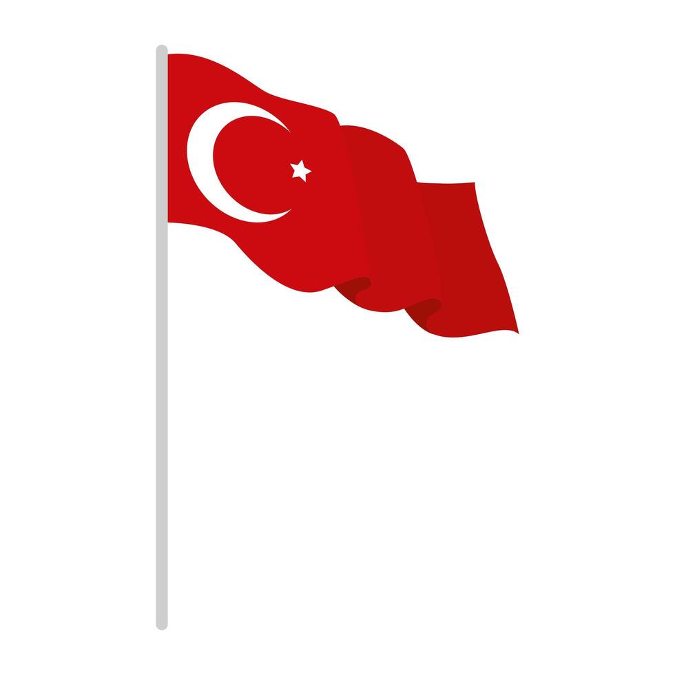 turkey flag in pole isolated icon vector