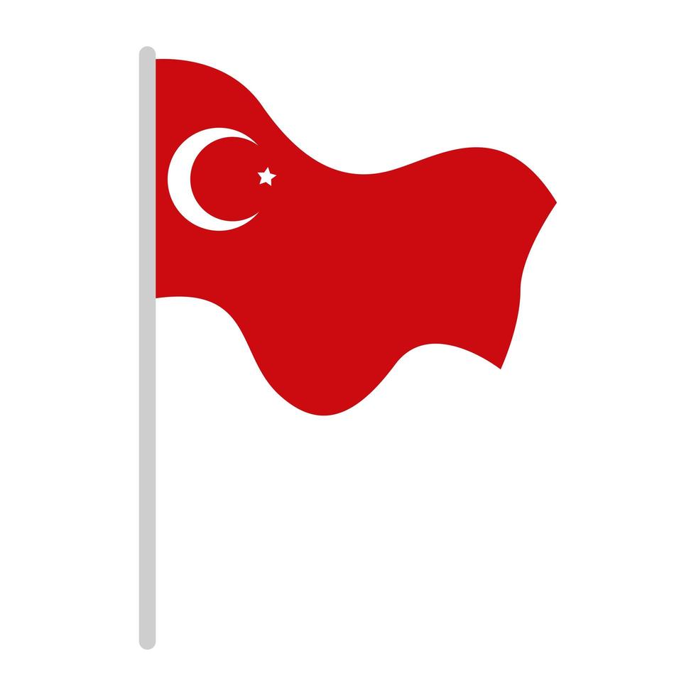 turkey flag in pole isolated icon vector