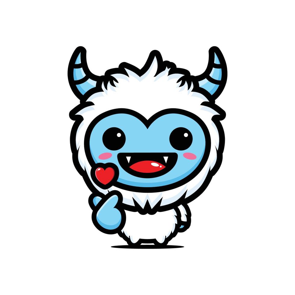 cute yeti mascot character design vector