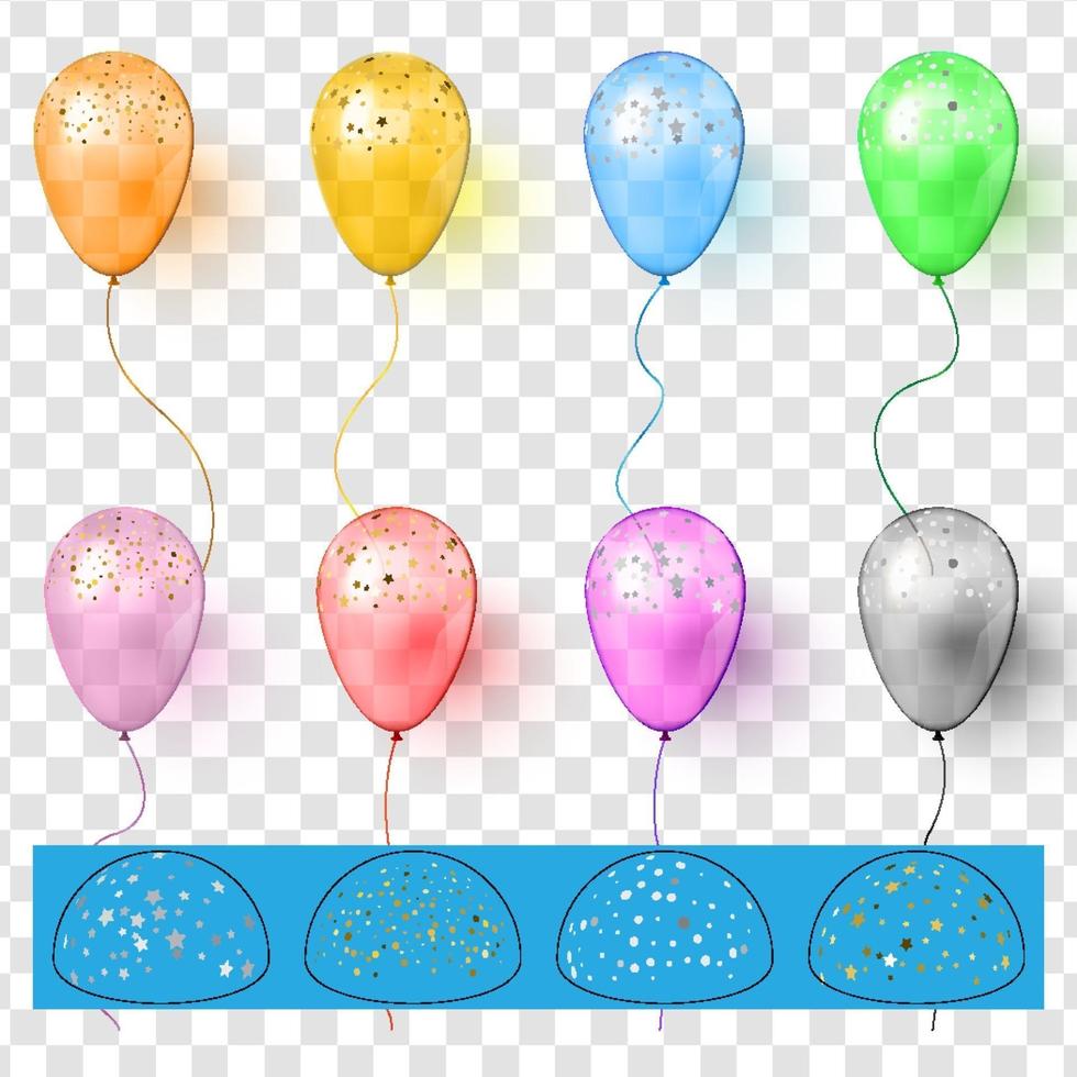 Realistic colorful balloons with confetti. Realistic vector. vector