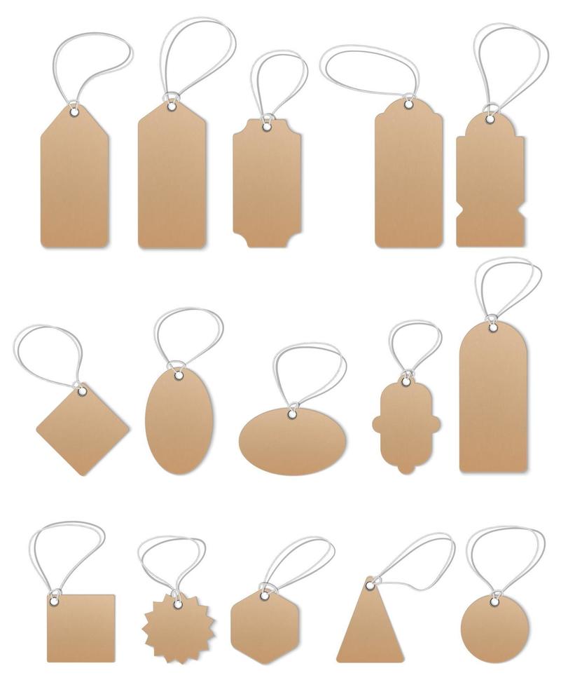 Blank labels template brown set craft flower tag Vector Image