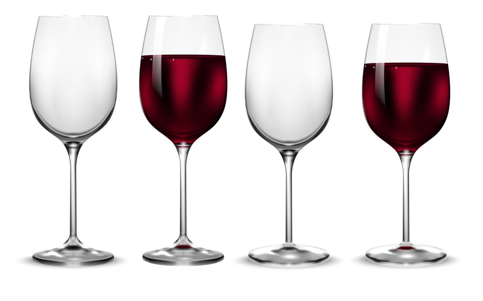 Empty and full transparency wine glass. Vector. vector