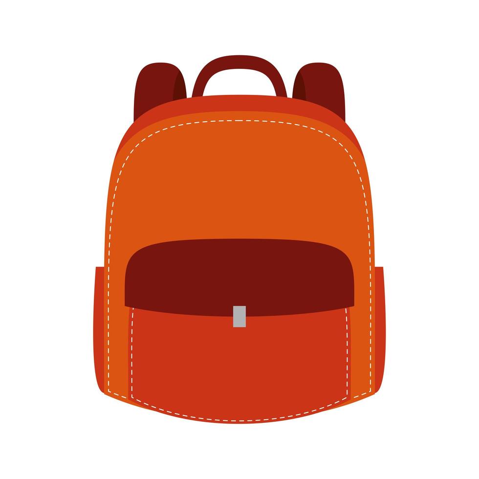 icono de estilo plano de equipo de mochila escolar vector