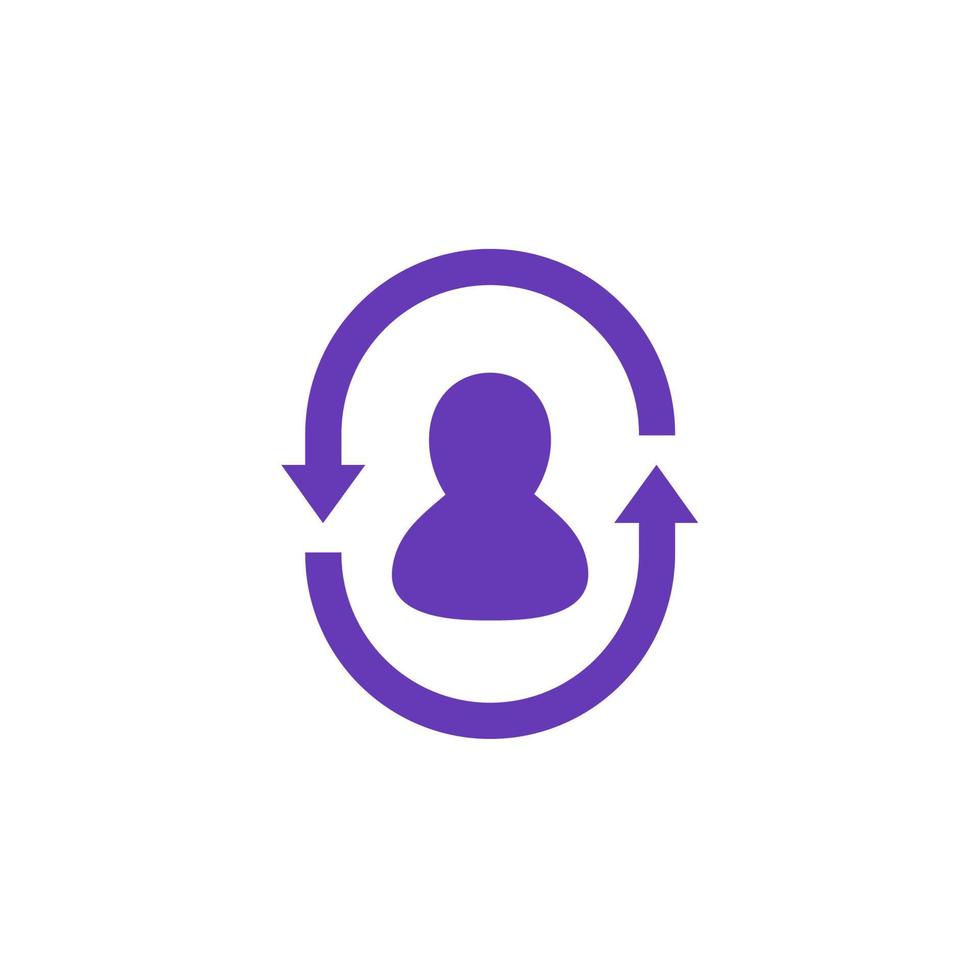 Returning customer, client retention icon on white vector