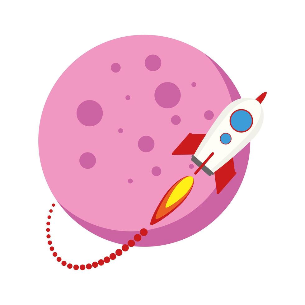 rocket start up launcher around planet icon vector