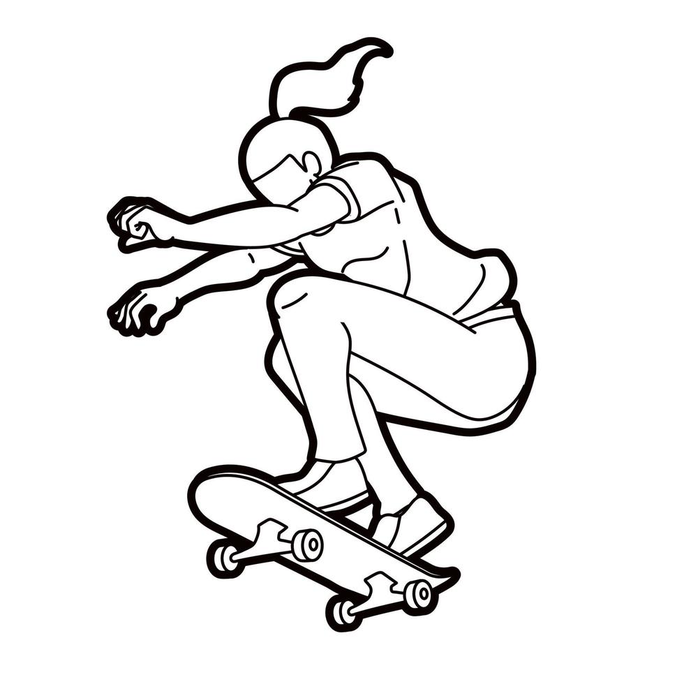 Line Skateboard Player Extreme Sport Action vector