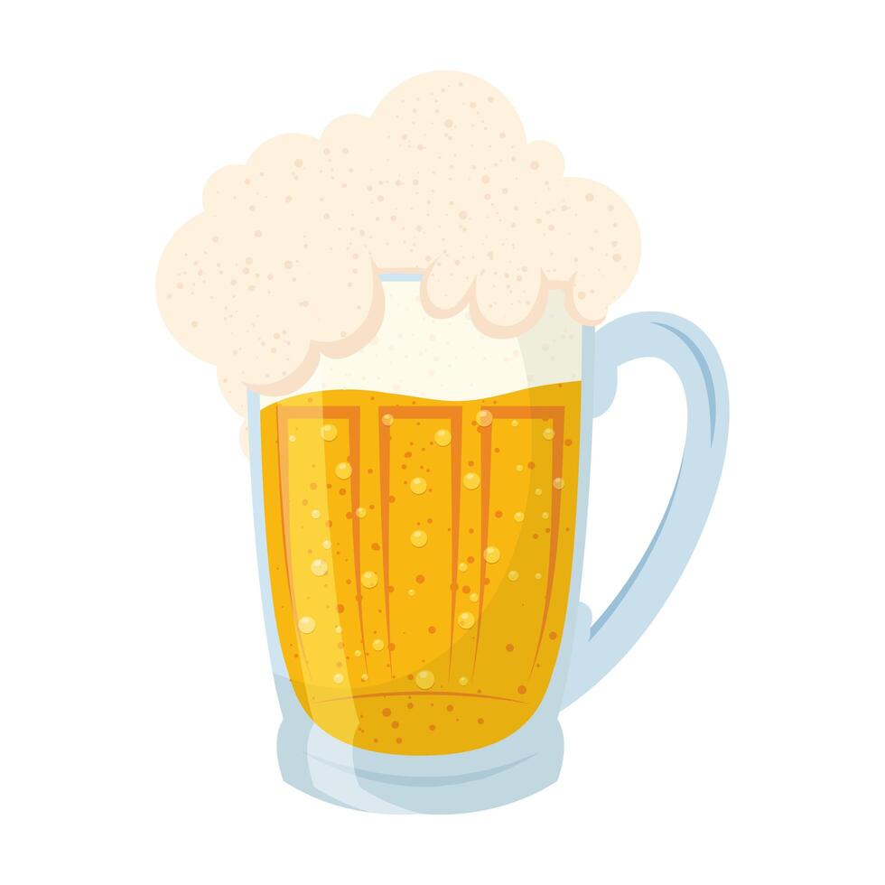 Cerveza fresca en tarro con espuma icono aislado vector