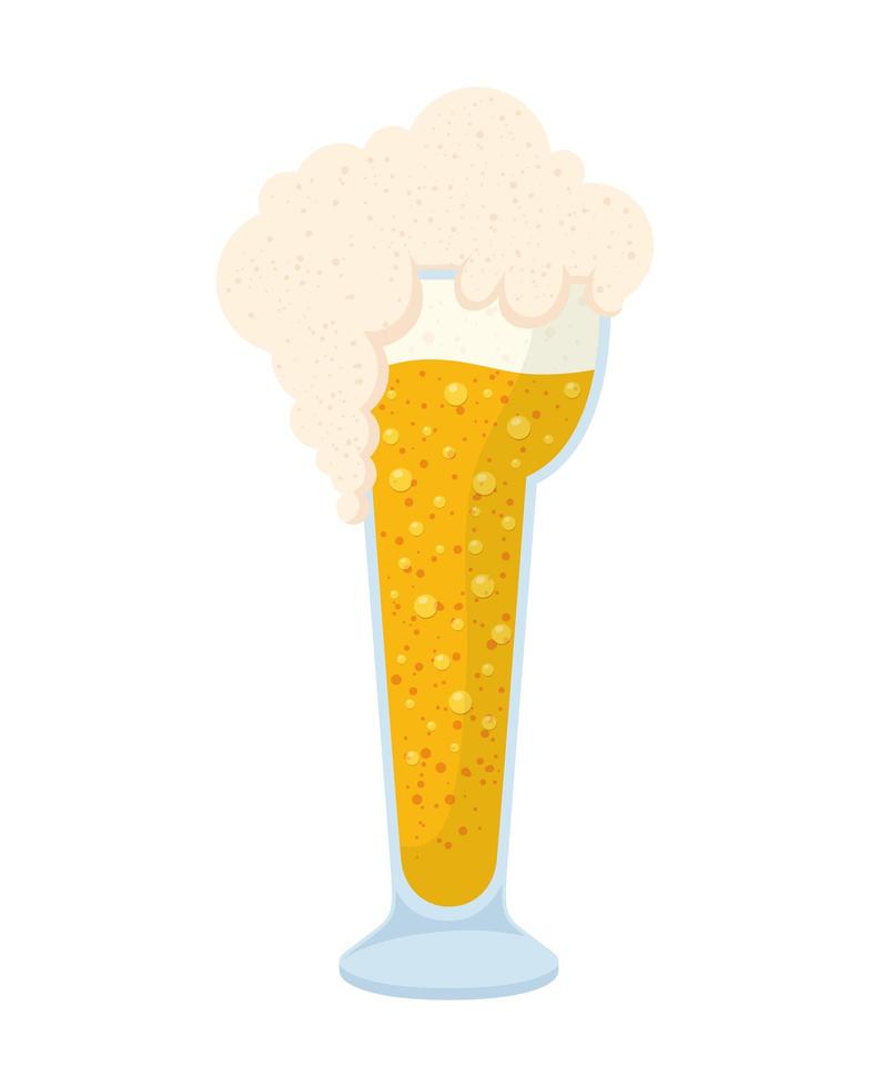 fresh beer in glass with foam isolated icon vector