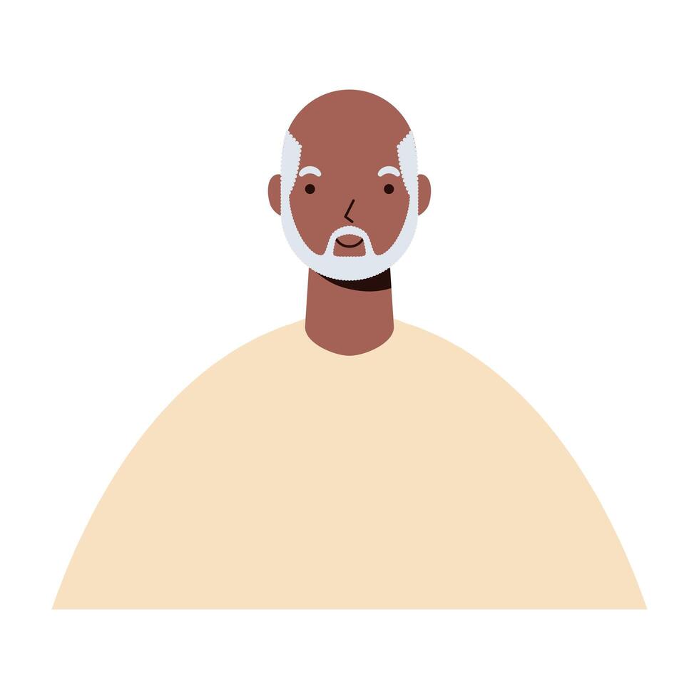 viejo, afro, étnico, hombre, carácter, icono vector