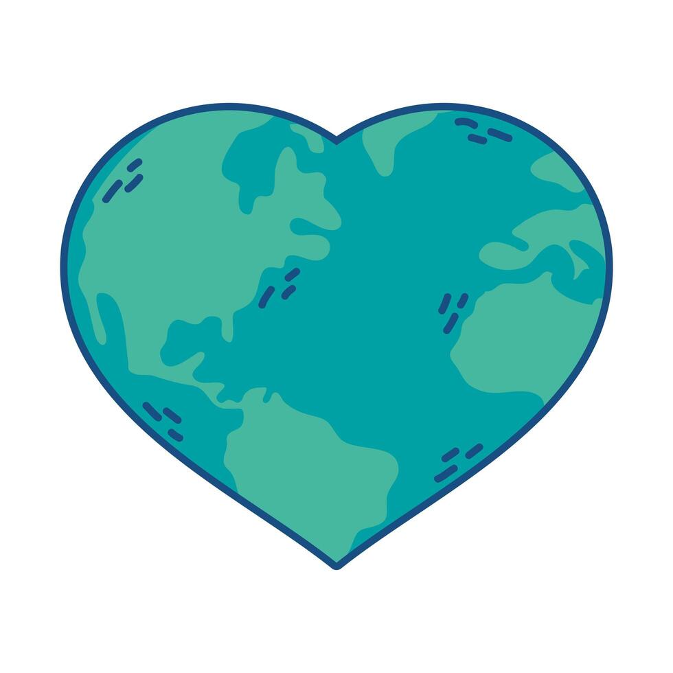 world planet earth with hearted shape vector