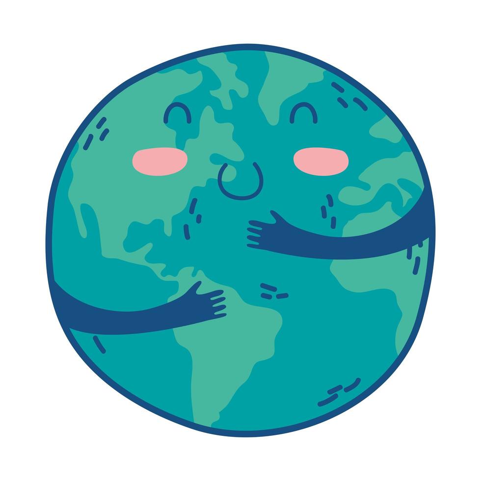 mundo planeta tierra kawaii personaje vector