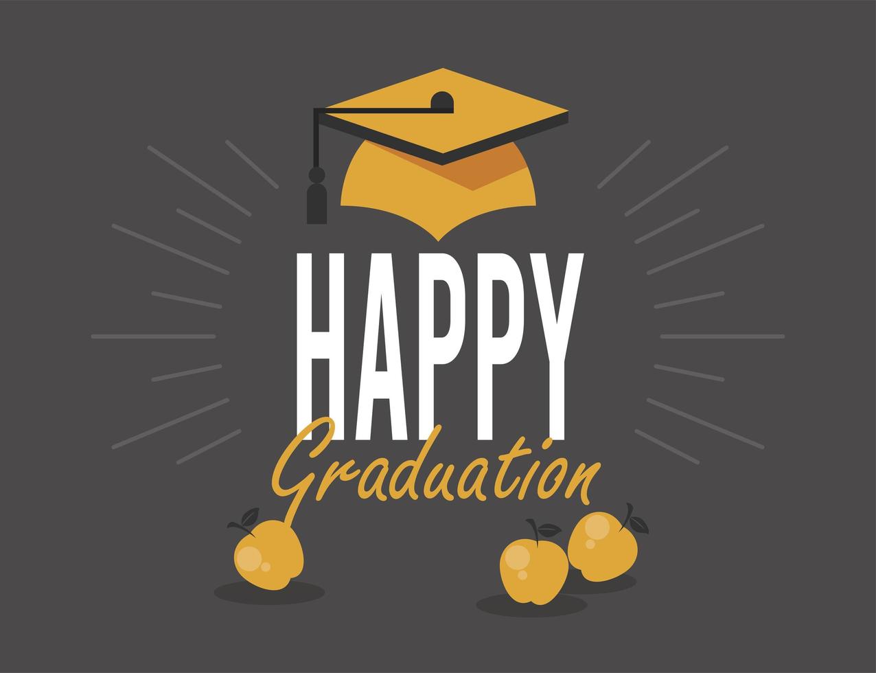 happy graduation postcard vector