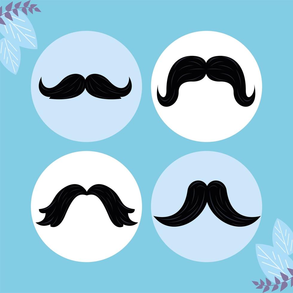 four mustaches silhouettes vector