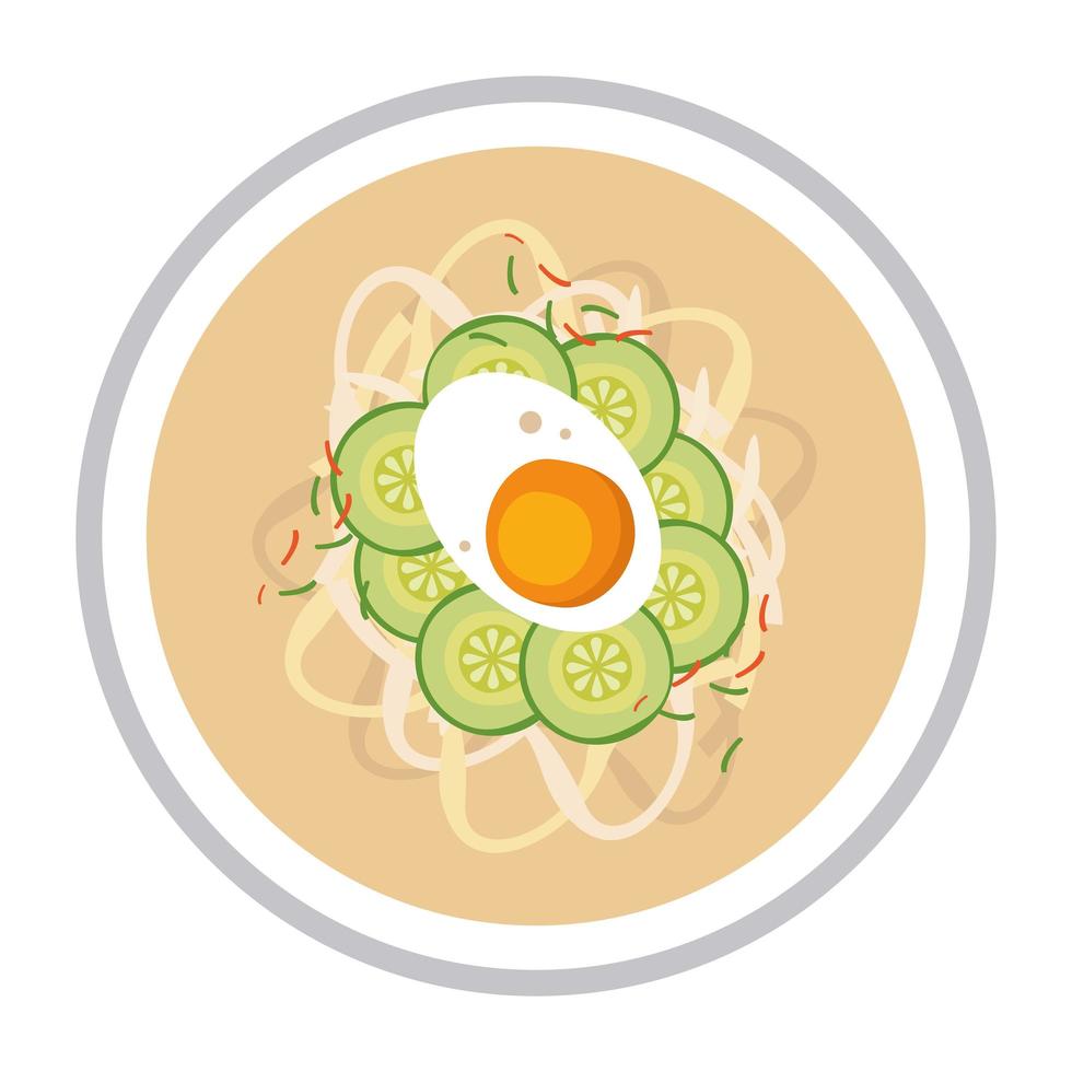 delicioso plato coreano naengmyeon vector