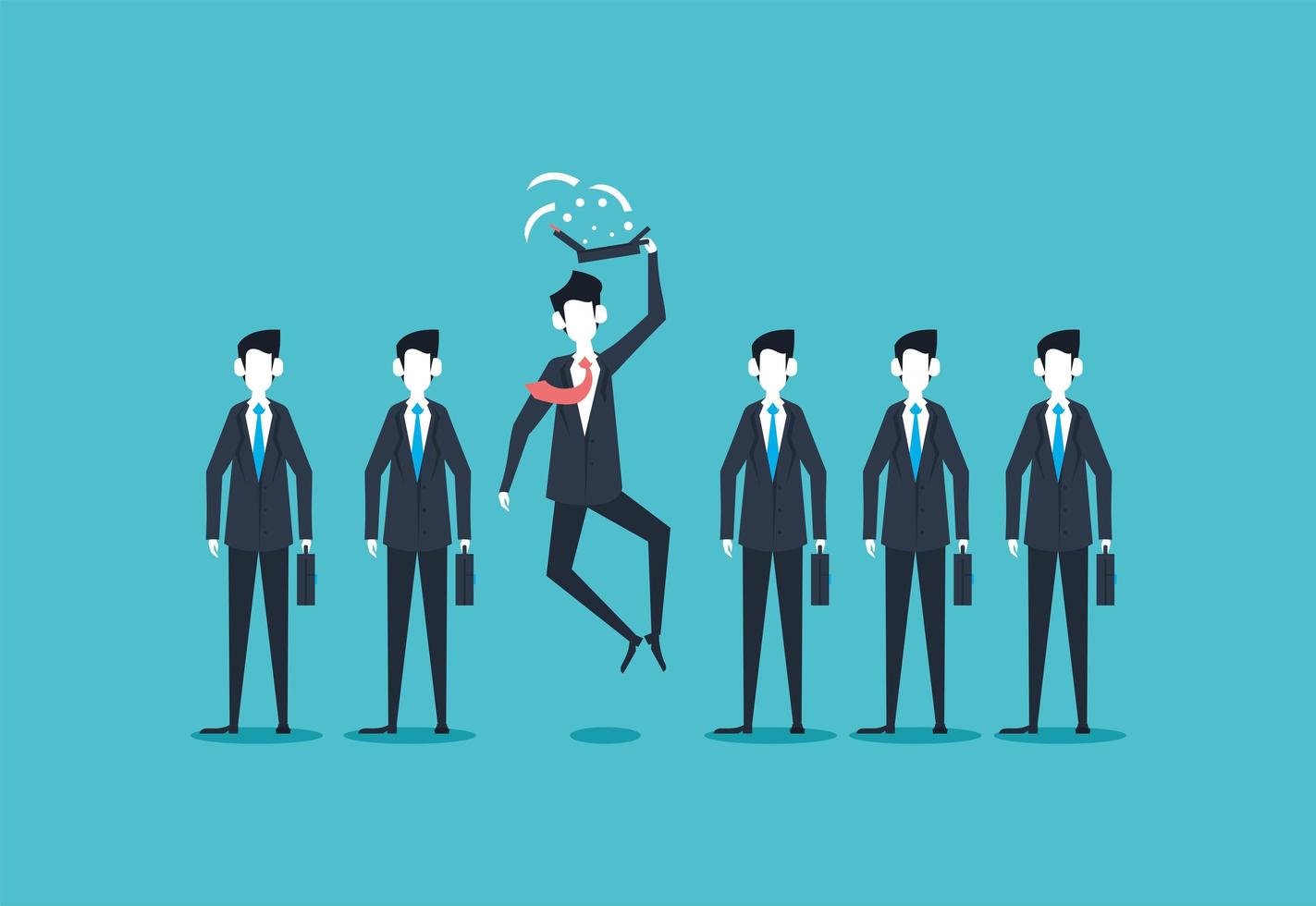 businessmen standing and jumping vector