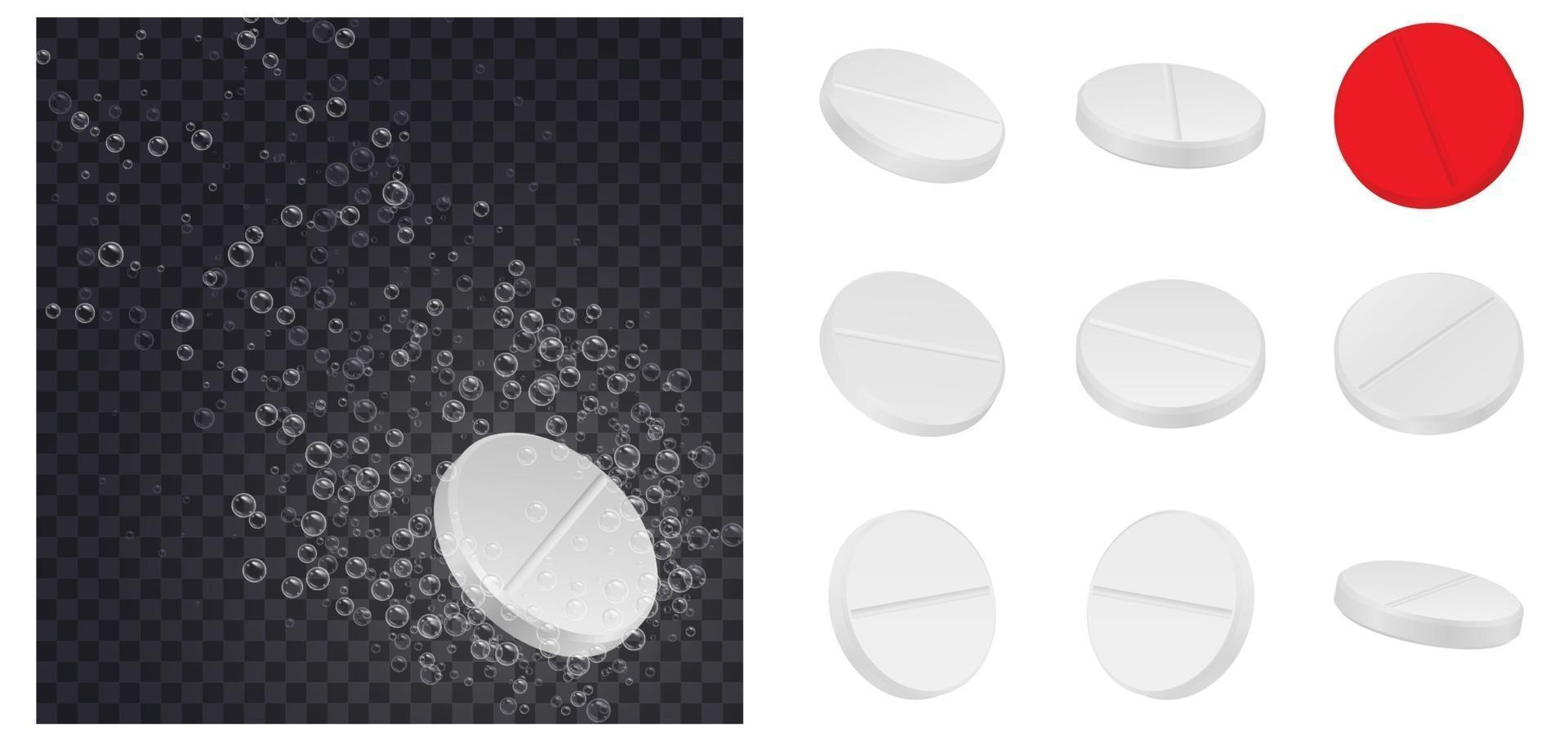 tableta soluble en agua. píldora para el tratamiento del coronavirus. vector