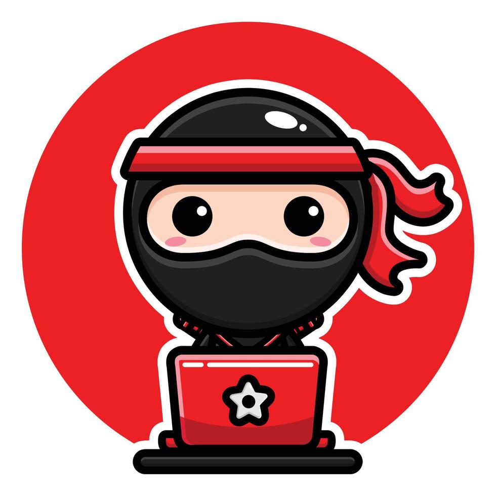 cute ninja mascot character design vector