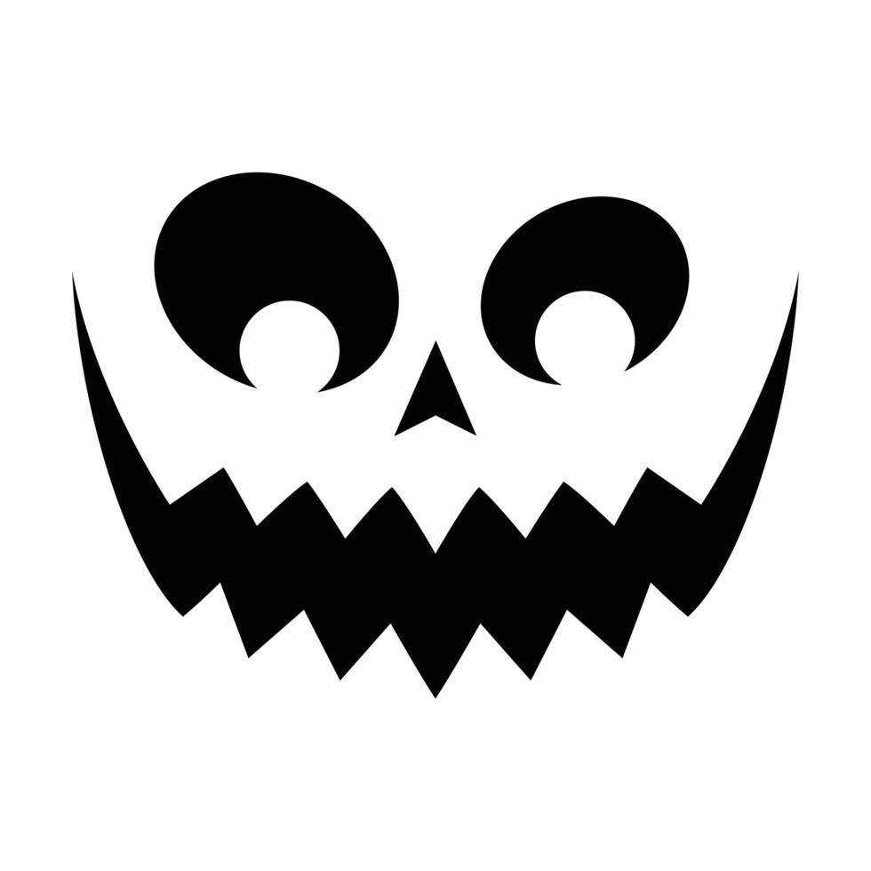 icono de estilo de silueta de emoji de cara de calabaza de halloween vector