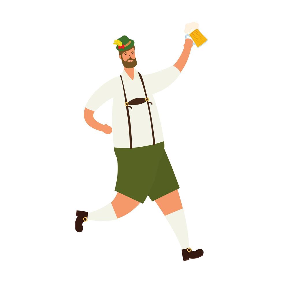 german man wearing tyrolean suit drinking beer vector