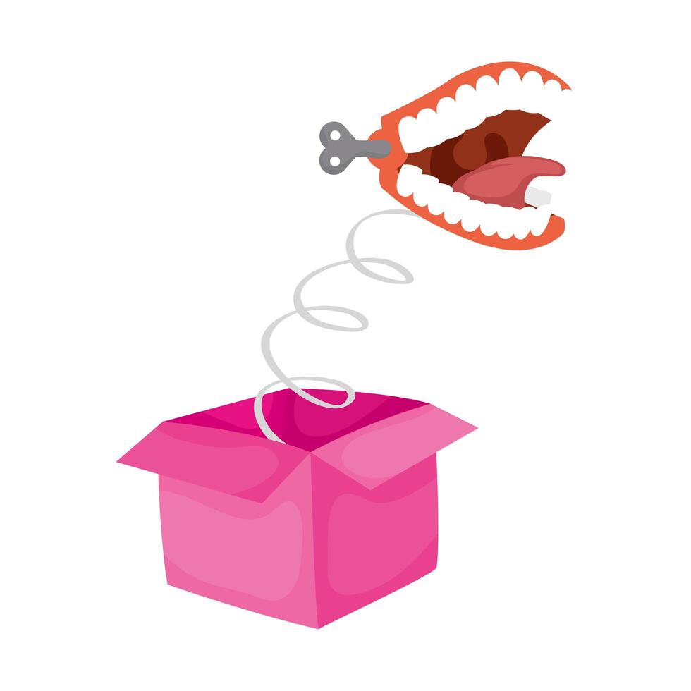 surprise box with mouth fools day accessory vector