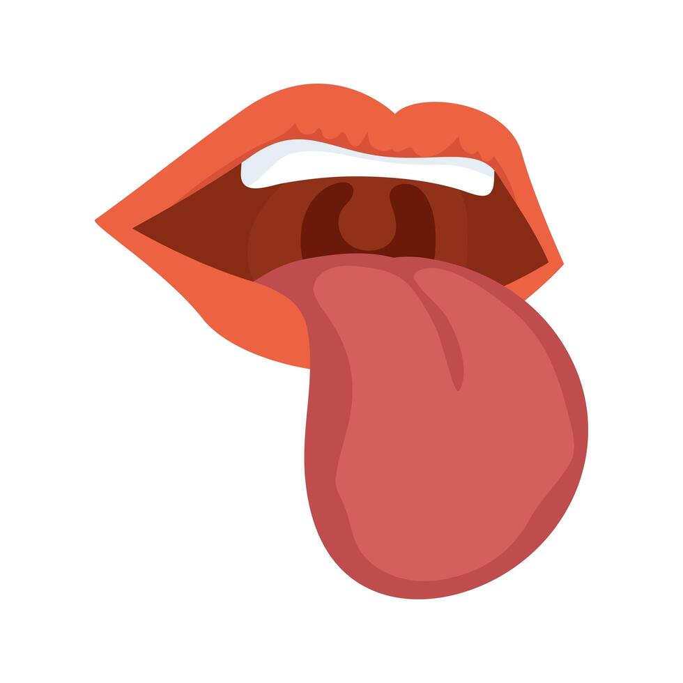 funny mouth with tongue out comic icon vector