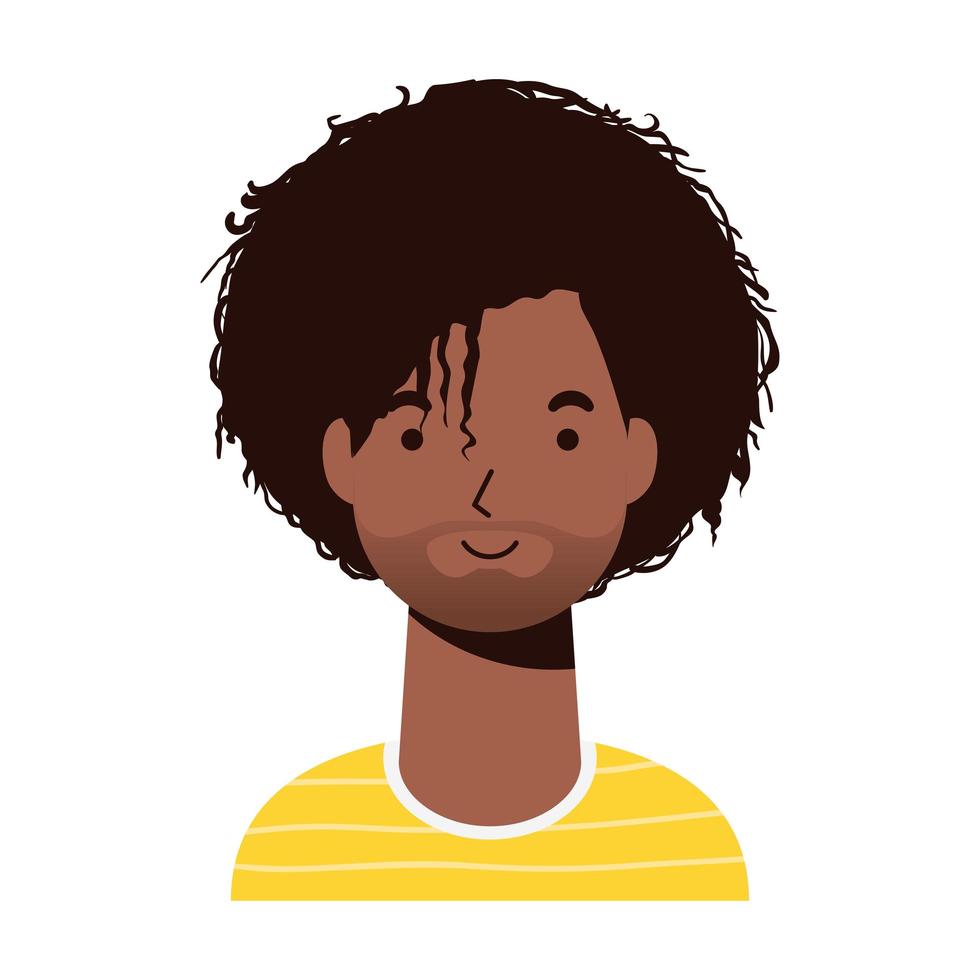 Hombre étnico afro con icono de personaje de barba vector