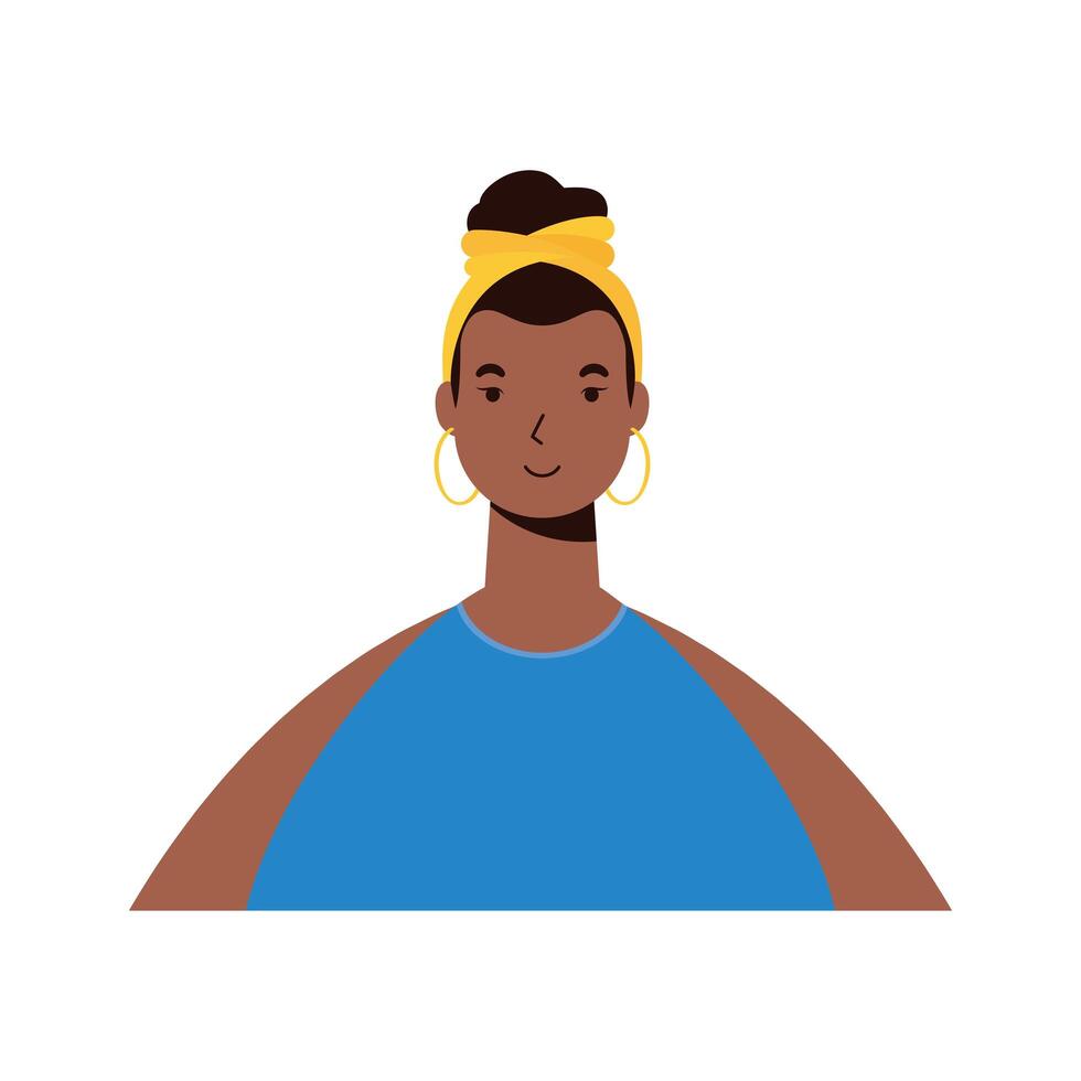 icono de personaje de mujer étnica afro vector