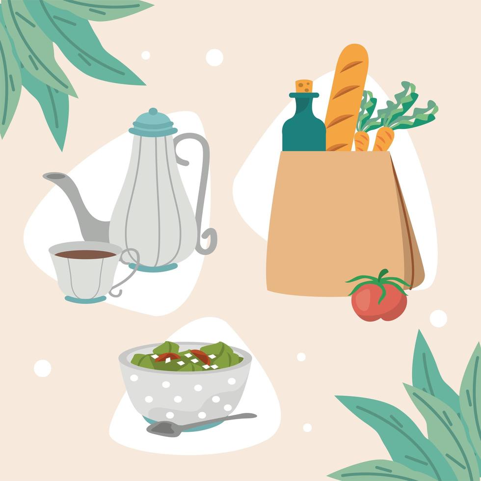 three home food icons vector