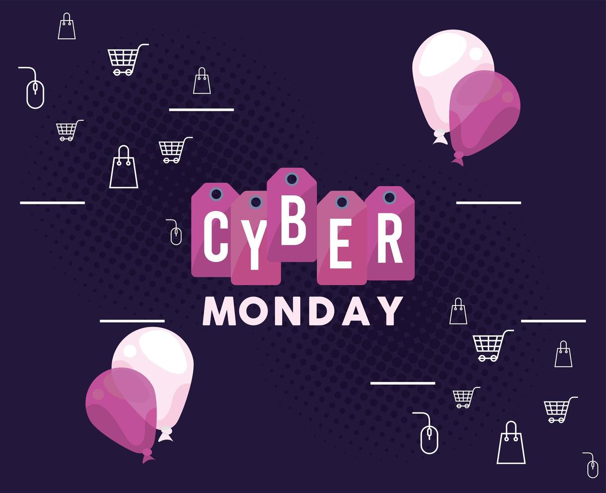 cyber monday tags hanging vector