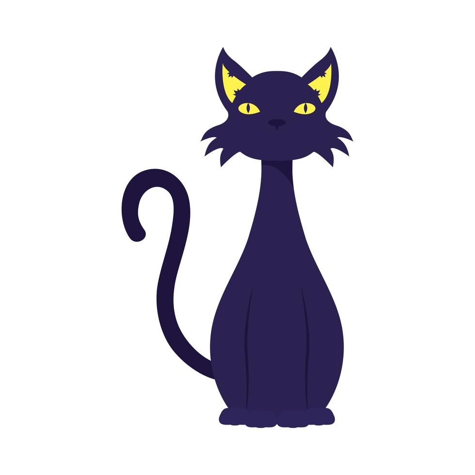 icono de mascota de gato negro de halloween vector