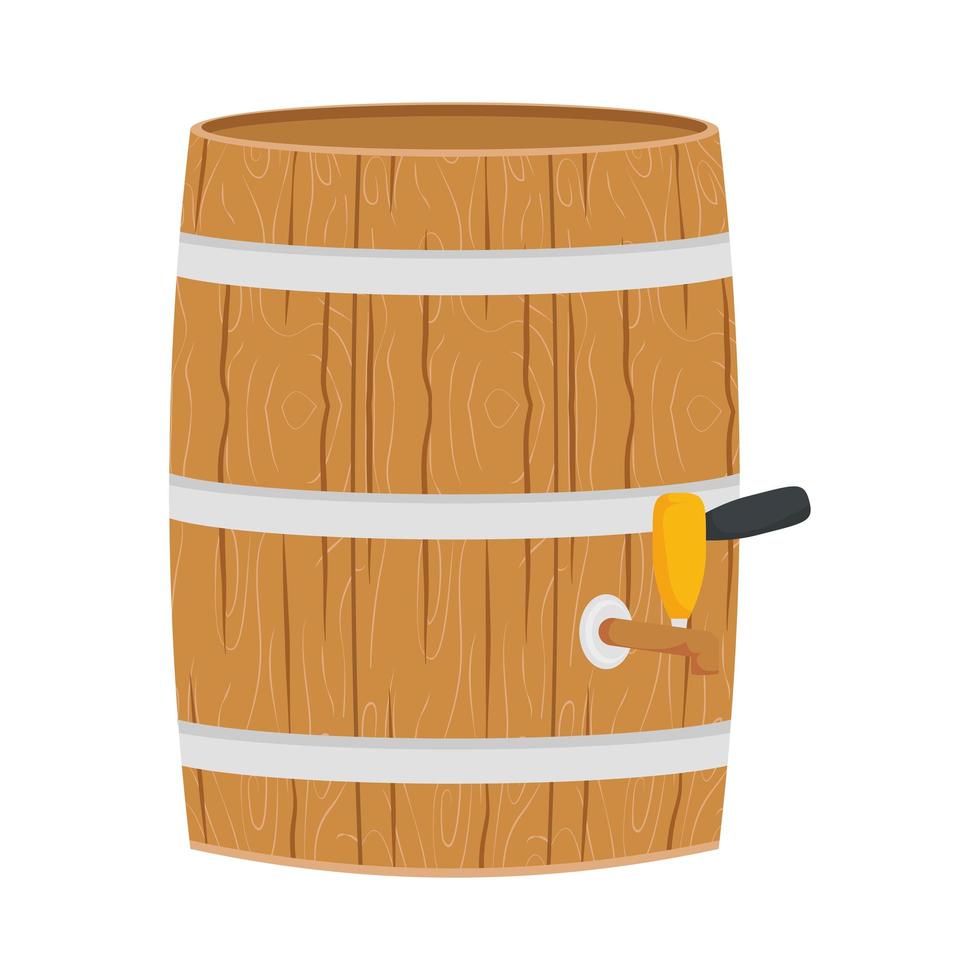 cerveza, barril de madera, frente, aislado, estilo, icono vector