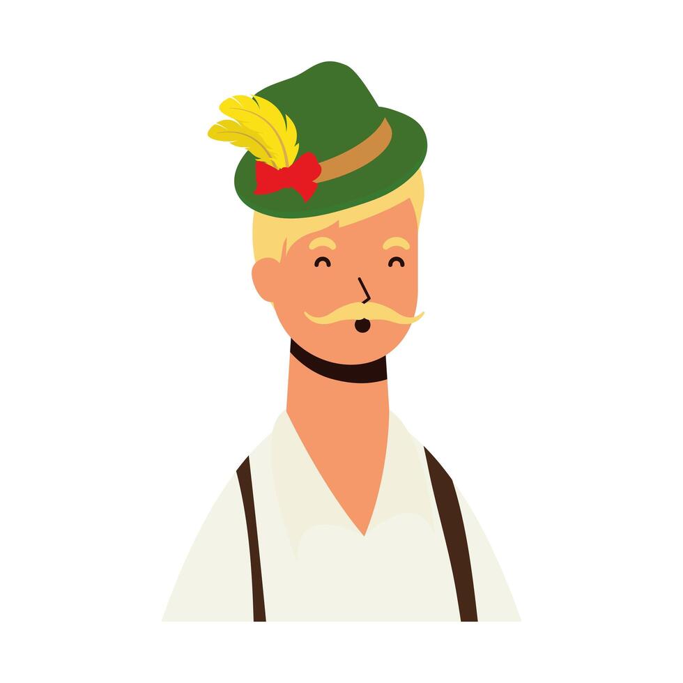 german blond man wearing tyrolean suit character vector