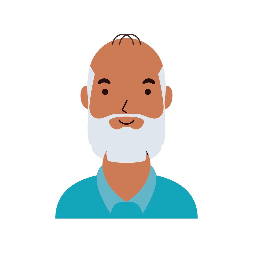 old man with beard avatar character vector