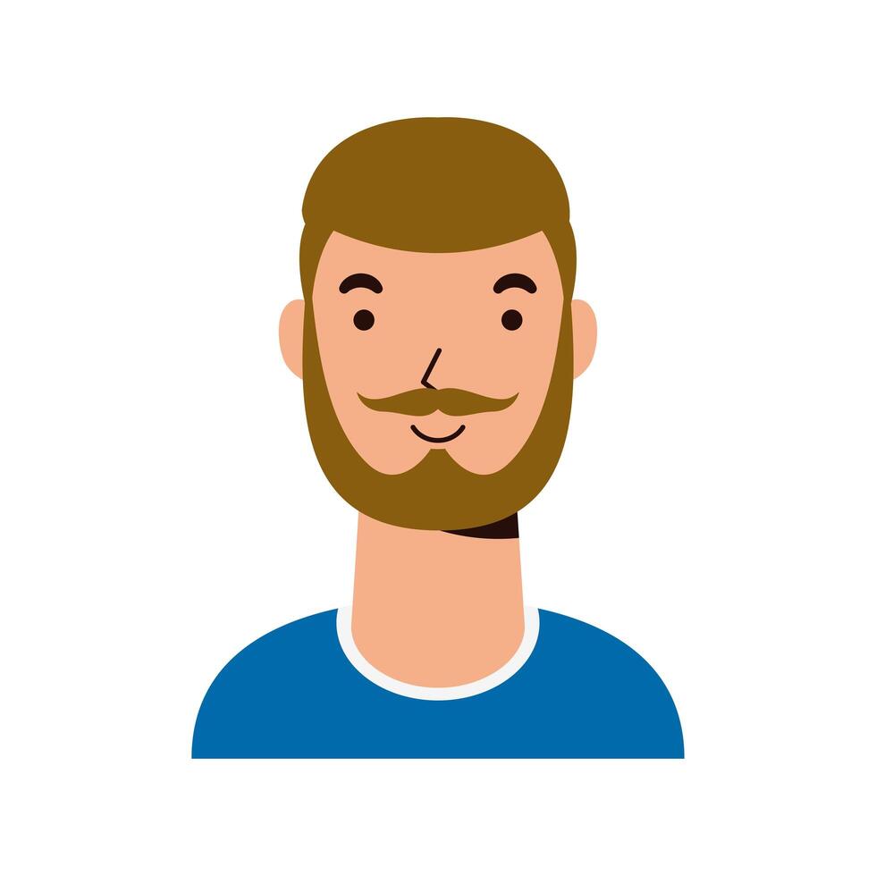 Hombre joven con personaje de avatar de barba vector