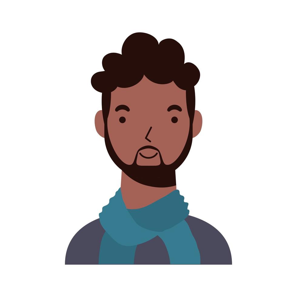 Hombre étnico afro con icono de personaje de barba vector